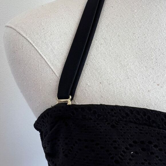 Isabel Maternity Lacey Tankini Swimsuit Top Size D/DD Medium Black Cute Back Det - Picture 10 of 13